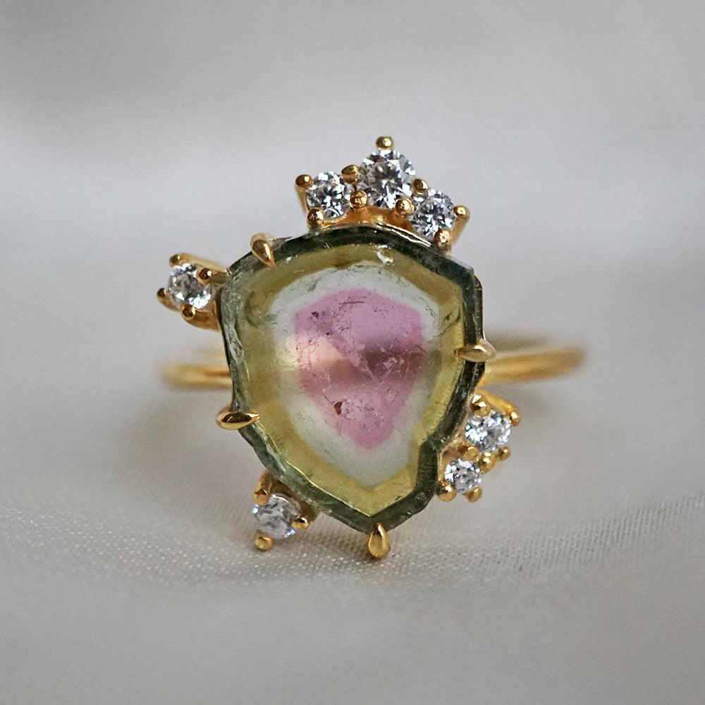 One Of A Kind: Watermelon Tourmaline Slice Étienne Ring – Tippy