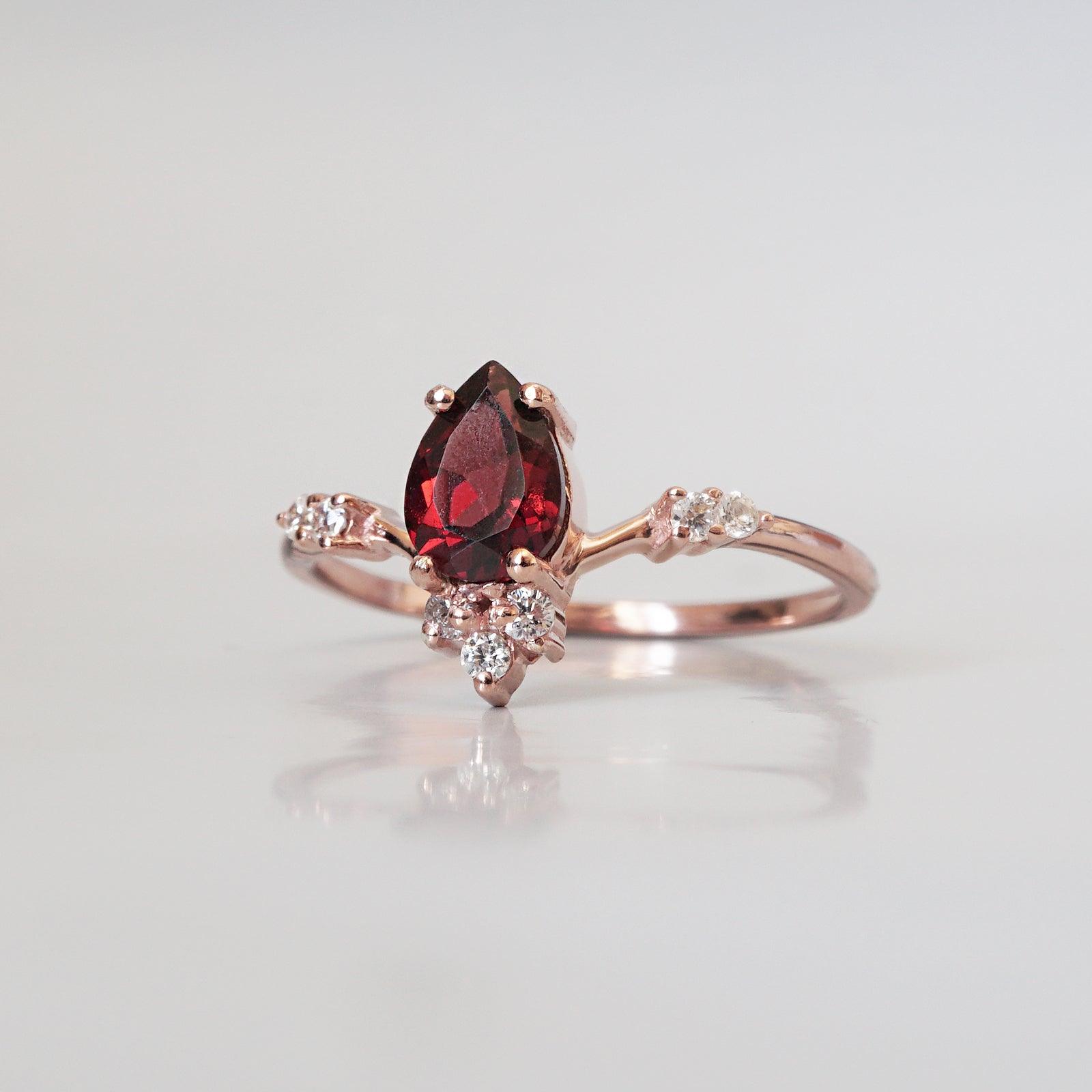 Garnet Blossom Ring - Tippy Taste Jewelry