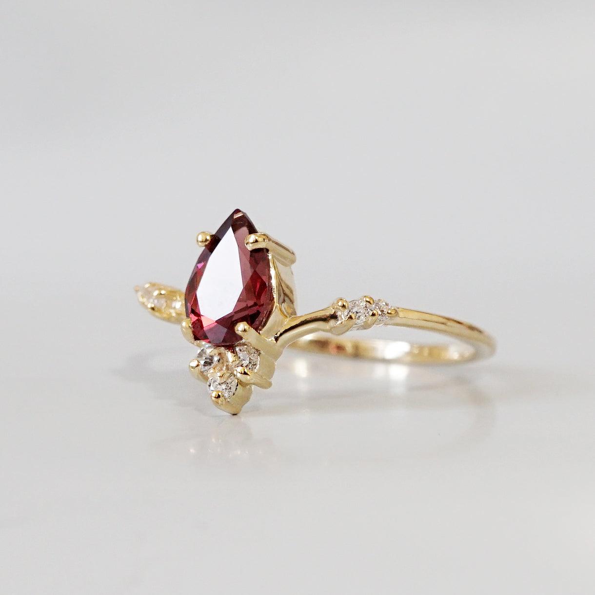 Garnet Blossom Ring - Tippy Taste Jewelry