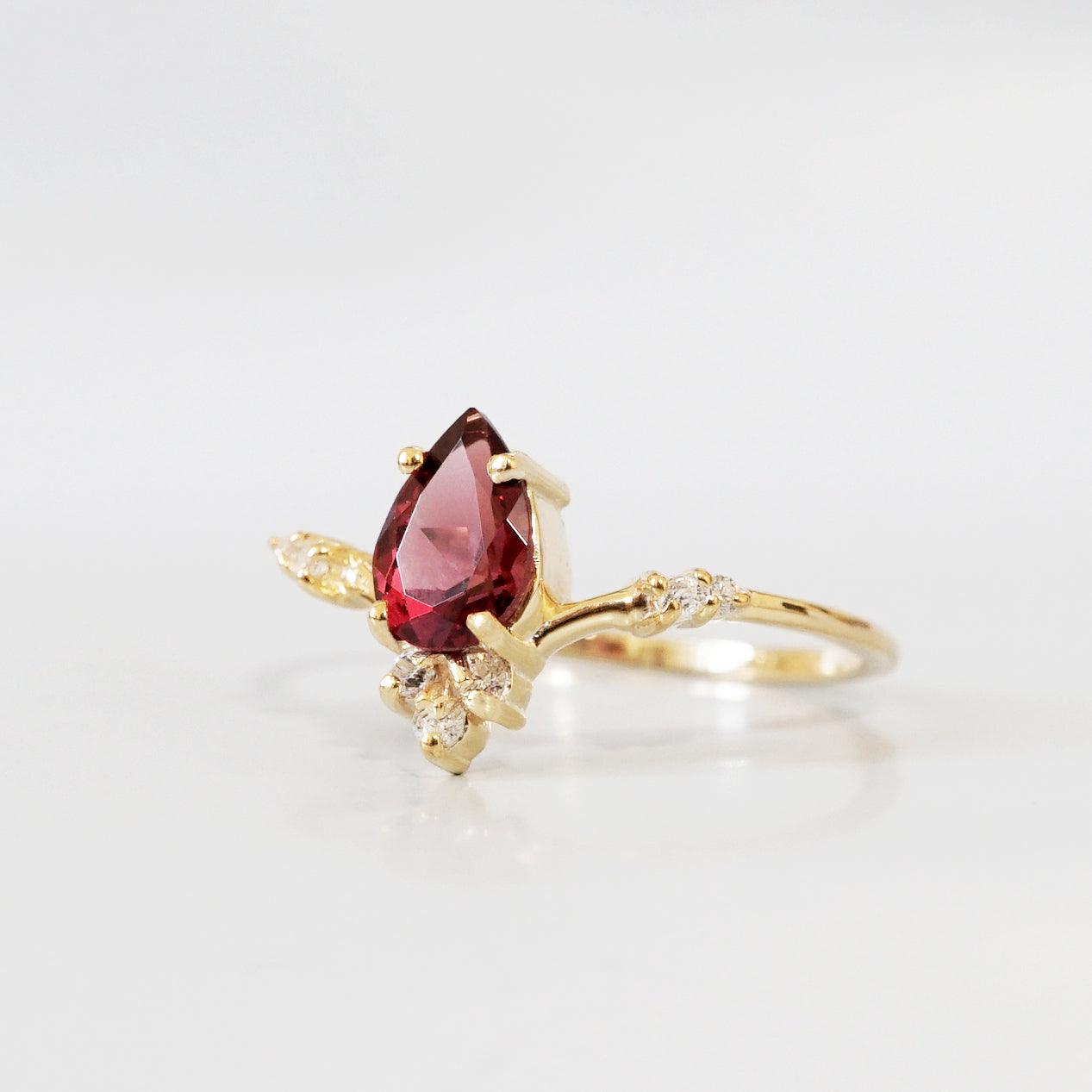 Garnet Blossom Ring - Tippy Taste Jewelry