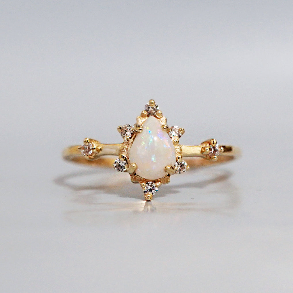 14K Crush Ring (Garnet, Moonstone, Aquamarine or Opal)