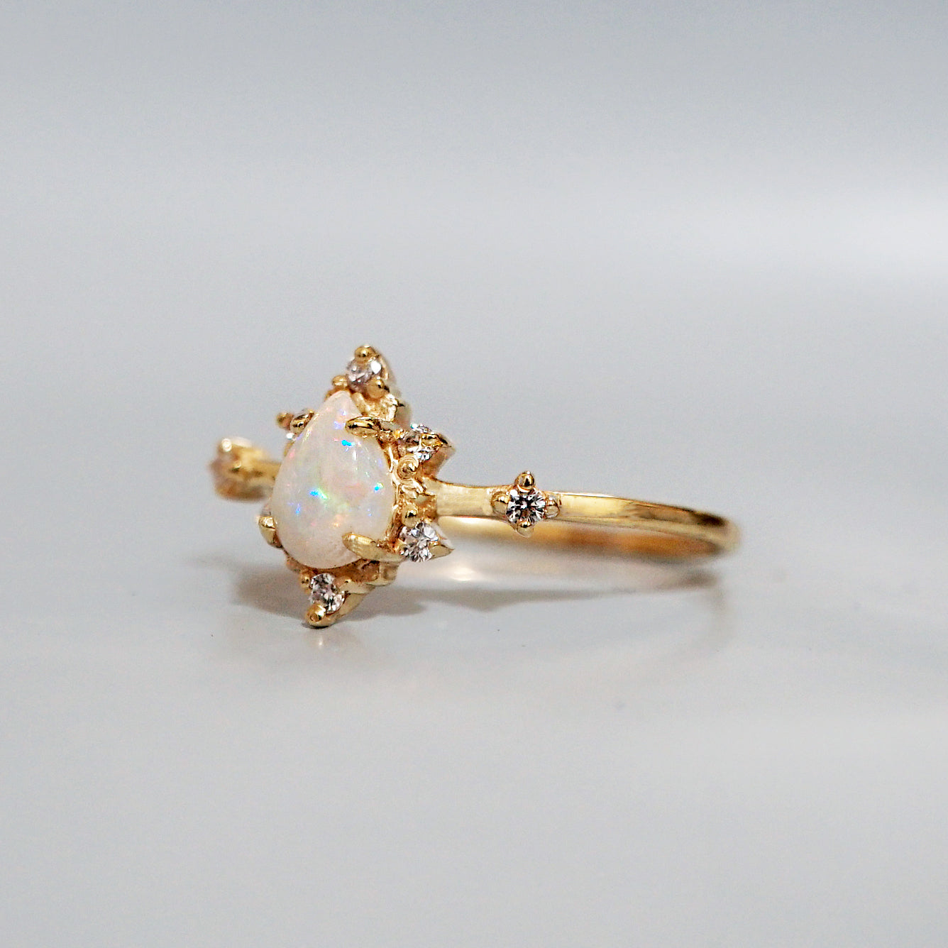 14K Crush Ring (Garnet, Moonstone, Aquamarine or Opal)