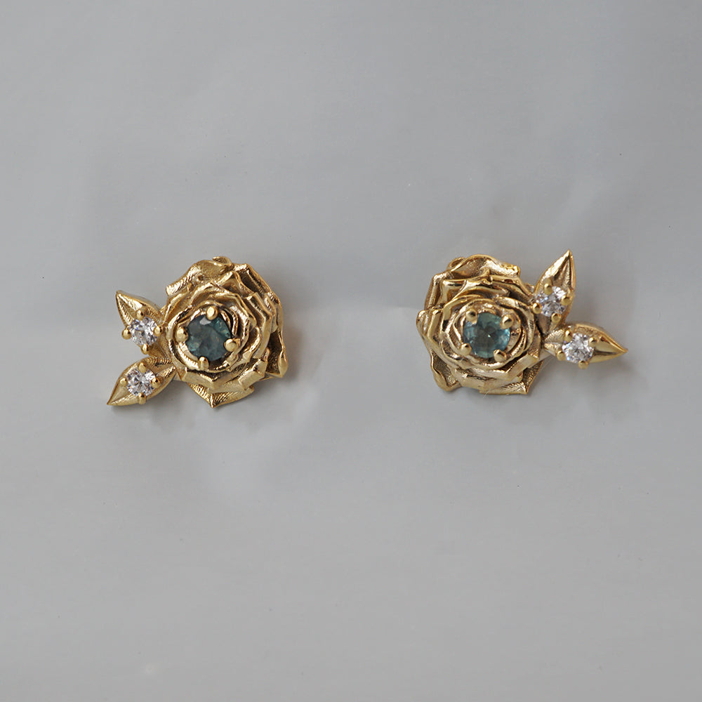 alexandrite rose stud earrings - Tippy Taste Jewelry