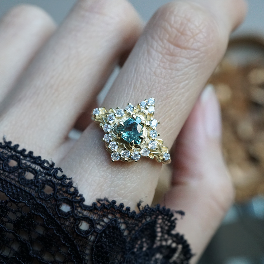 One Of A Kind: Secret Garden Alexandrite Diamond Ring in 14K and 18K Gold