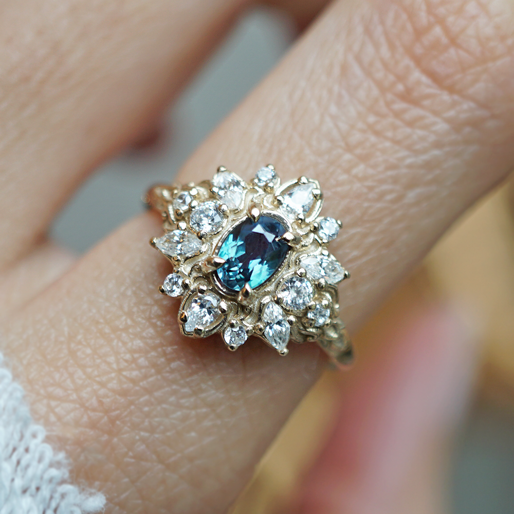 One Of A Kind: Midnight Mirage Natural Alexandrite Ring in 14K and 18K Gold