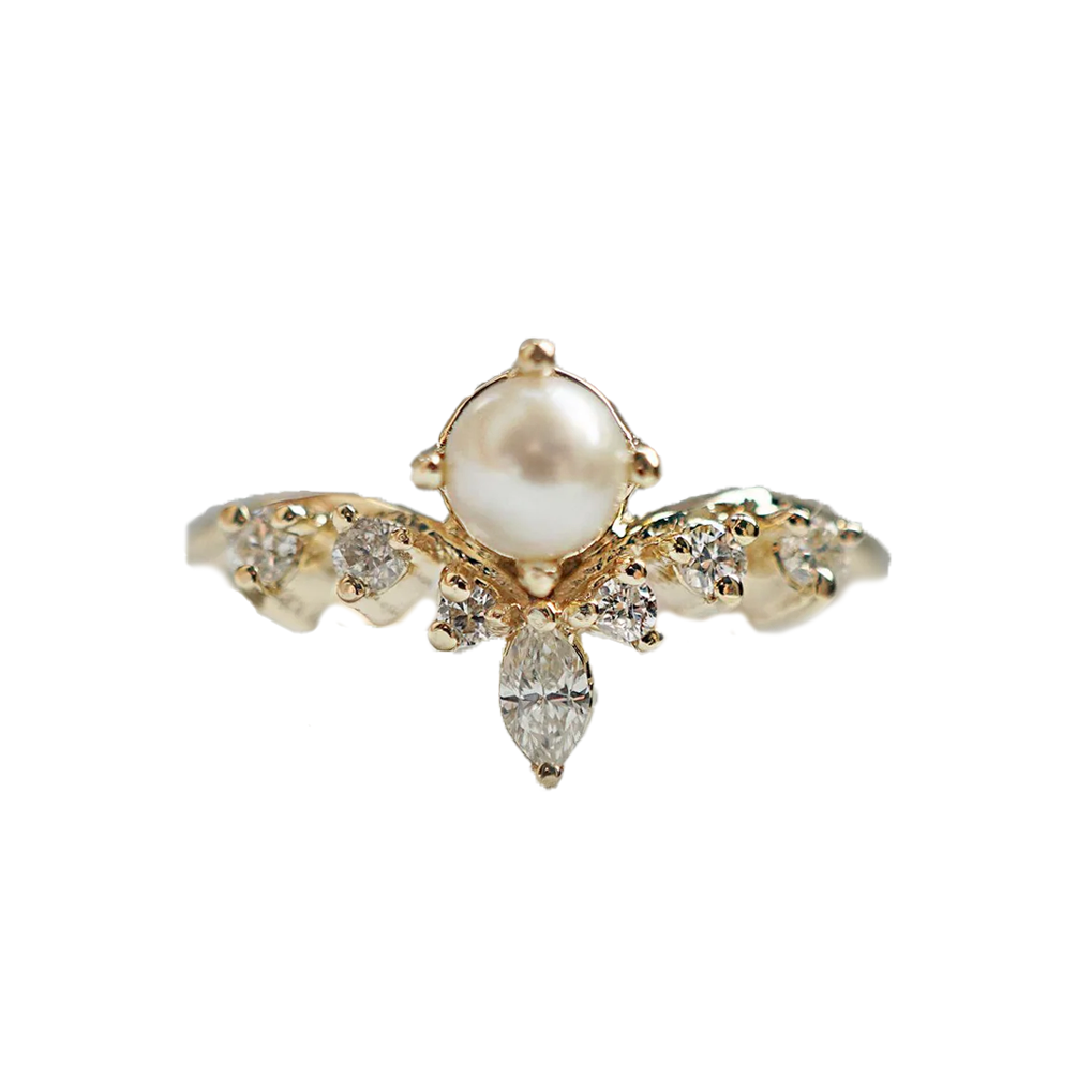 14K Pearl Angel Ring