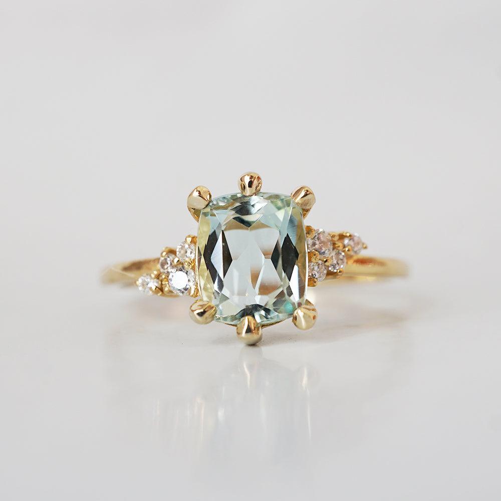 One Of A Kind: Aquamarine Cluster Diamond Ring - Tippy Taste Jewelry