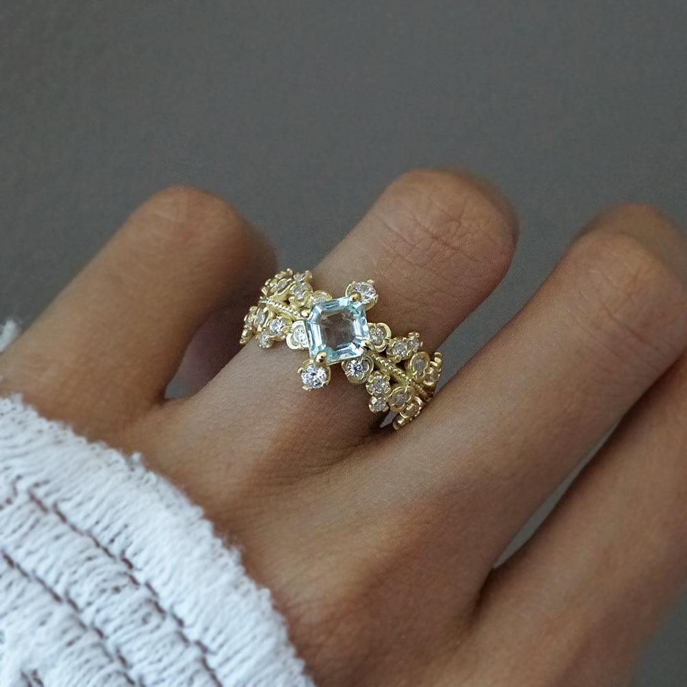 Aquamarine Reverie Diamond Ring in 14K and 18K Gold - Tippy Taste Jewelry