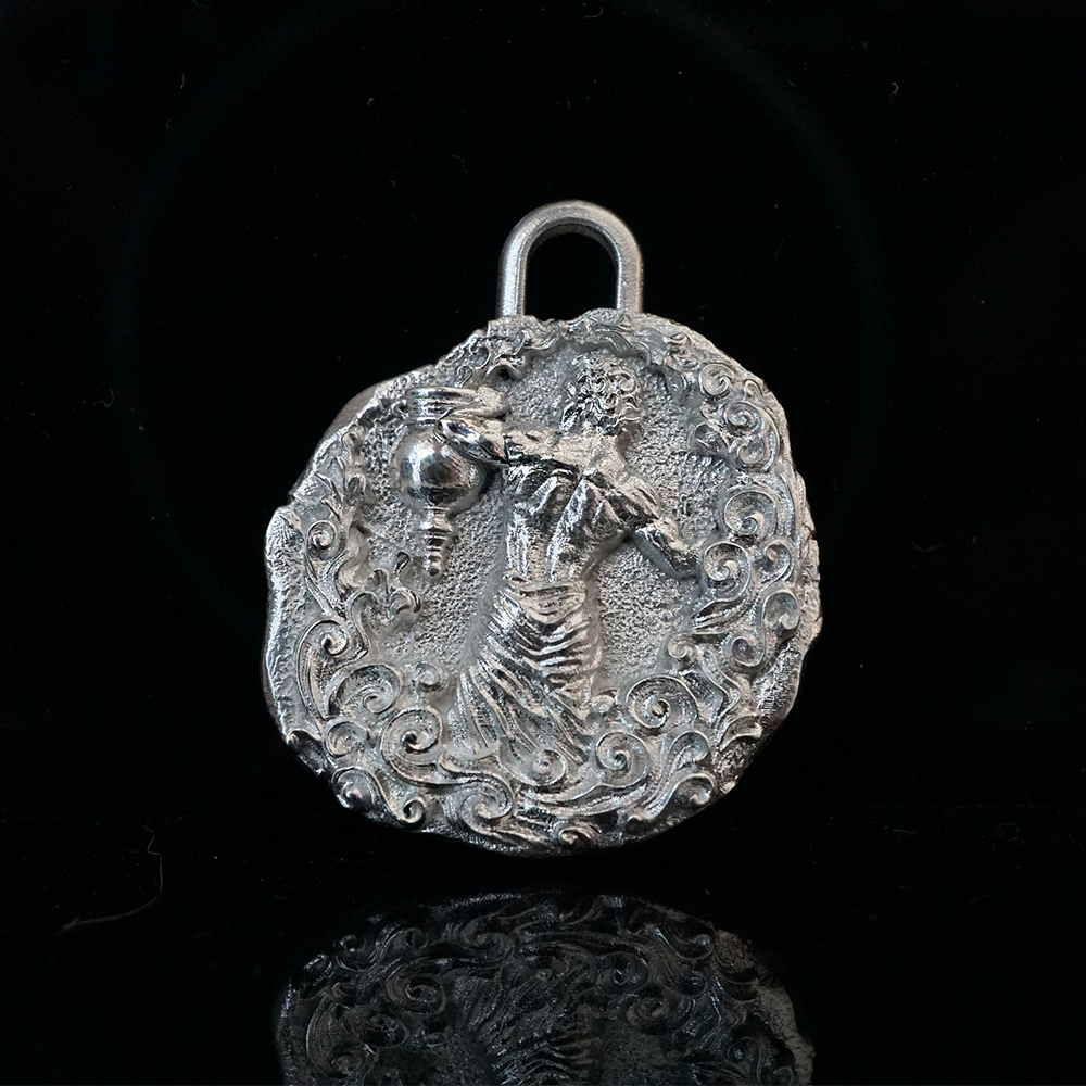 Aquarius Zodiac Pendant in Sterling Silver and 14K Gold