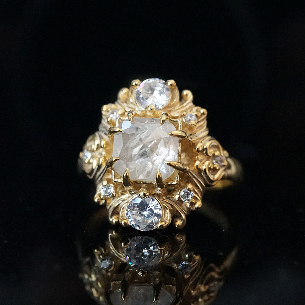 One Of A Kind: Salt & Pepper Diamond Aurora Crown Ring in 14K and 18K Gold