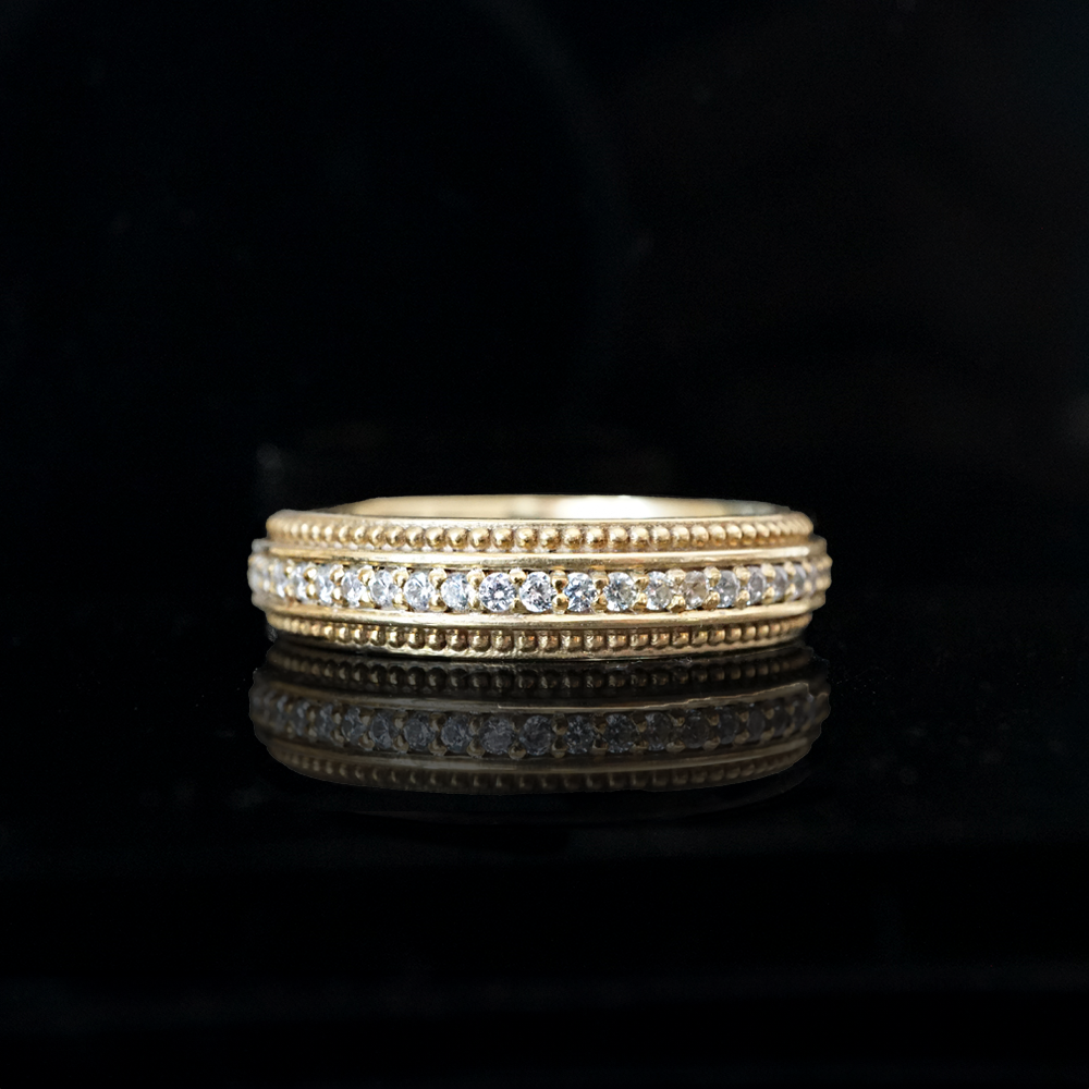 Beveled Pavé Diamond Ring Band in 14K and 18K, 5mm