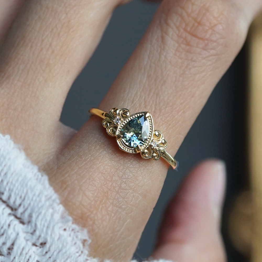 One Of A Kind: Aurora Blossom Bi Color Sapphire Diamond Ring in 14K and 18K Gold