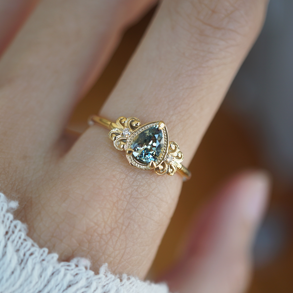 One Of A Kind: Aurora Blossom Bi Color Sapphire Diamond Ring in 14K and 18K Gold