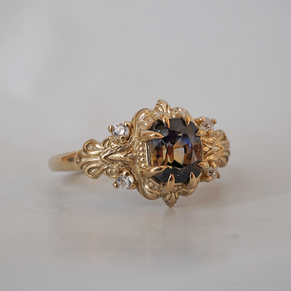 One Of A Kind: Bi-Color Sapphire Dreamscape Diamond Ring in 14K and 18K Gold