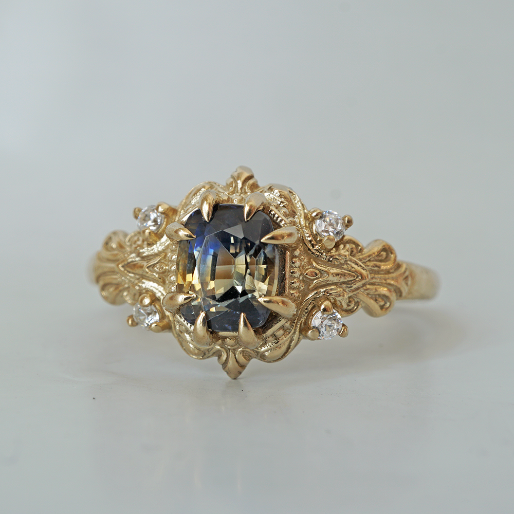 One Of A Kind: Bi-Color Sapphire Dreamscape Diamond Ring in 14K and 18K Gold