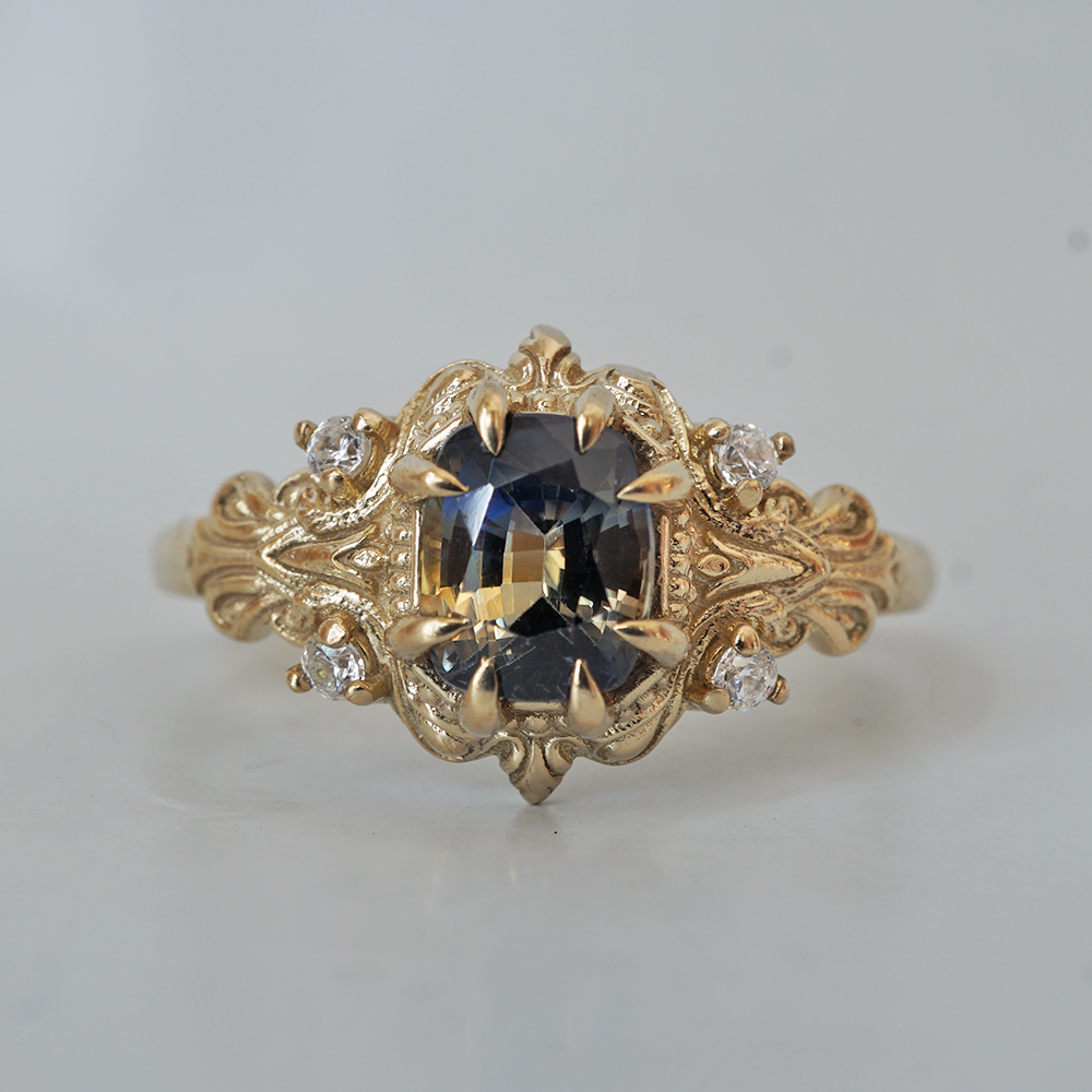 One Of A Kind: Bi-Color Sapphire Dreamscape Diamond Ring in 14K and 18K Gold