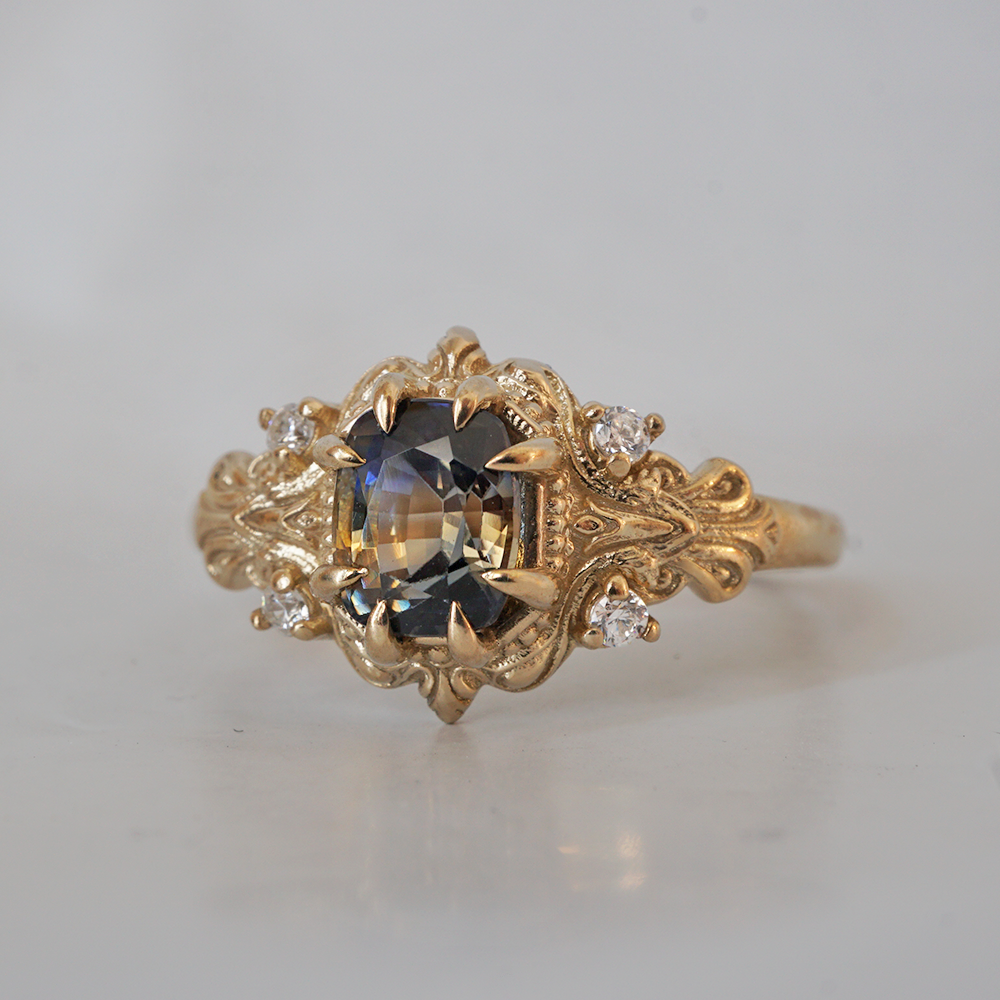 One Of A Kind: Bi-Color Sapphire Dreamscape Diamond Ring in 14K and 18K Gold