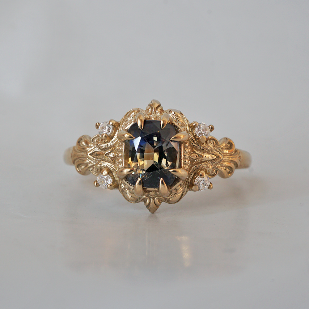 One Of A Kind: Bi-Color Sapphire Dreamscape Diamond Ring in 14K and 18K Gold