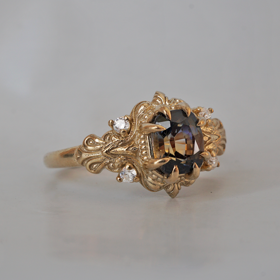 One Of A Kind: Bi-Color Sapphire Dreamscape Diamond Ring in 14K and 18K Gold