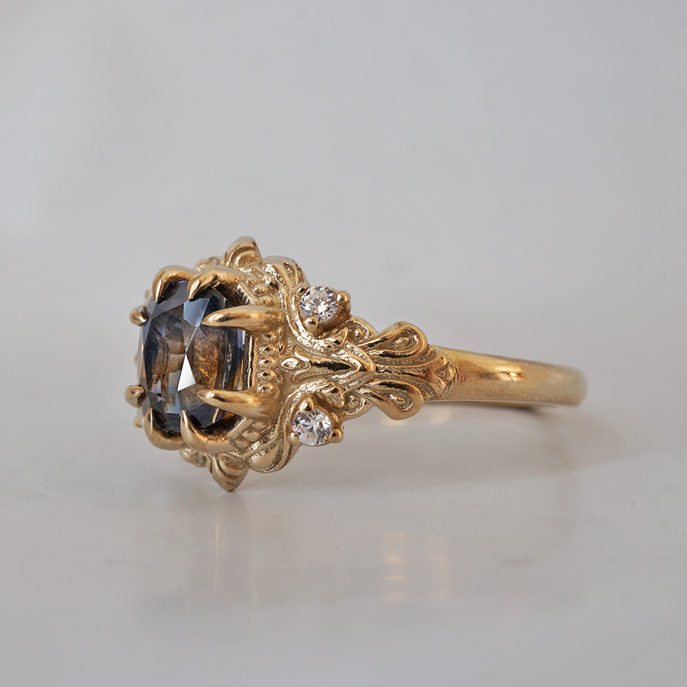 One Of A Kind: Bi-Color Sapphire Dreamscape Diamond Ring in 14K and 18K Gold