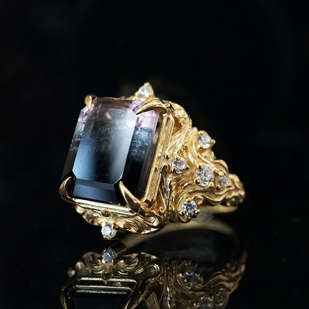 Limited Edition: Dusky Bloom Bi-Color Tourmaline Ring in 14K and 18K Gold