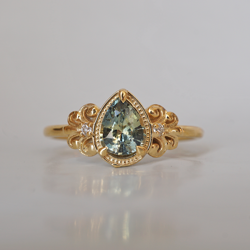 One Of A Kind: Aurora Blossom Bi Color Sapphire Diamond Ring in 14K and 18K Gold