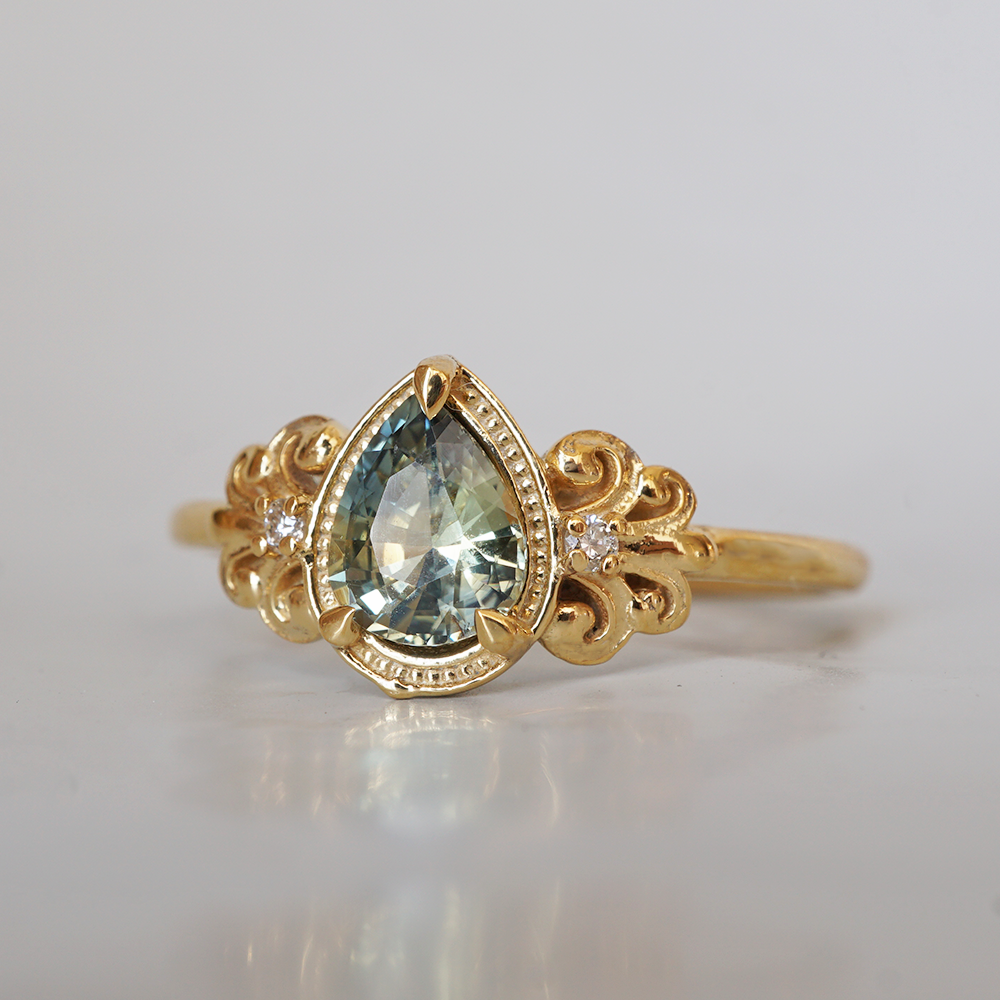 One Of A Kind: Aurora Blossom Bi Color Sapphire Diamond Ring in 14K and 18K Gold