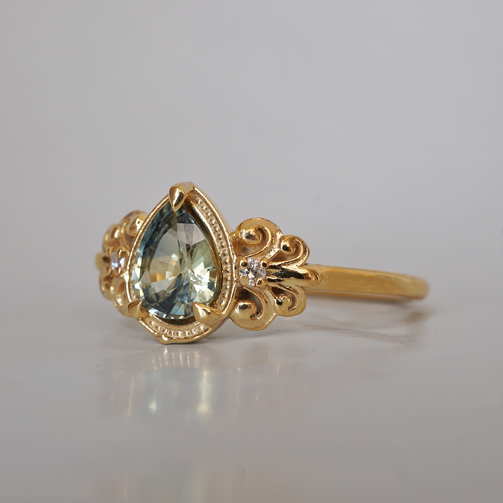 One Of A Kind: Aurora Blossom Bi Color Sapphire Diamond Ring in 14K and 18K Gold