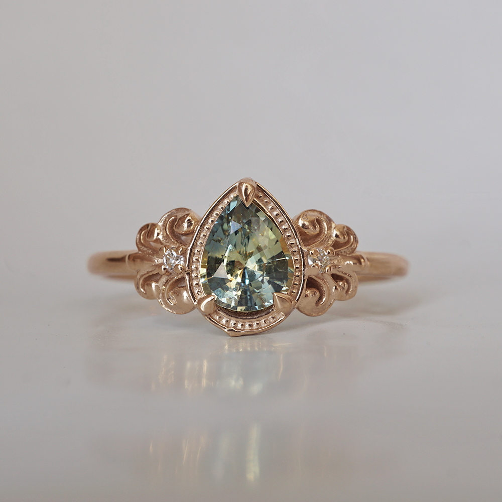 One Of A Kind: Aurora Blossom Bi Color Sapphire Diamond Ring in 14K and 18K Gold