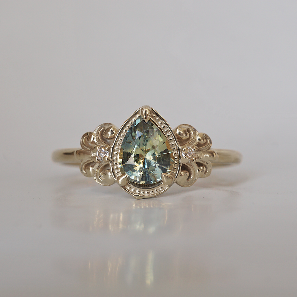 One Of A Kind: Aurora Blossom Bi Color Sapphire Diamond Ring in 14K and 18K Gold