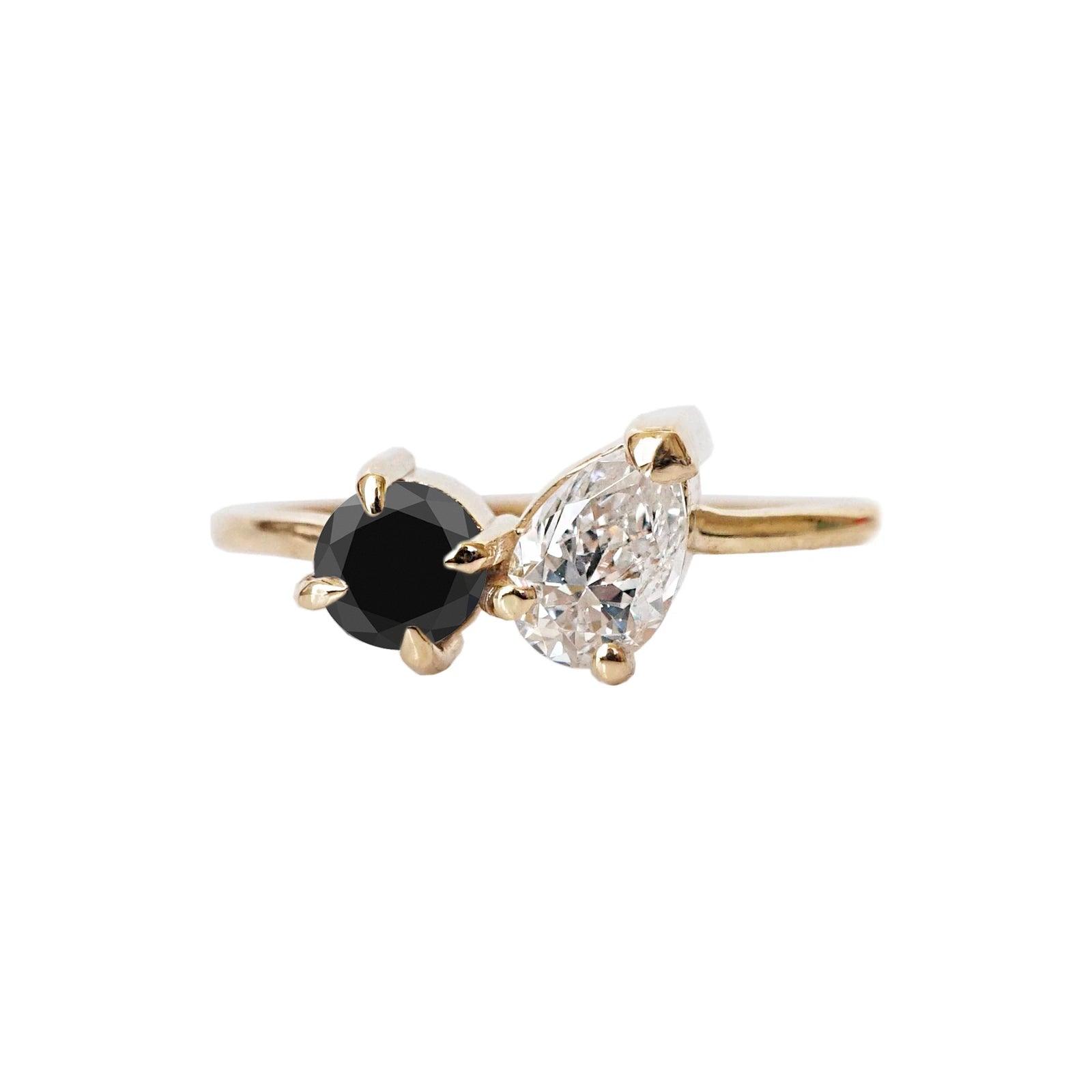 14K Toi et Moi Ring (Salt & pepper Diamond or Black Diamond)