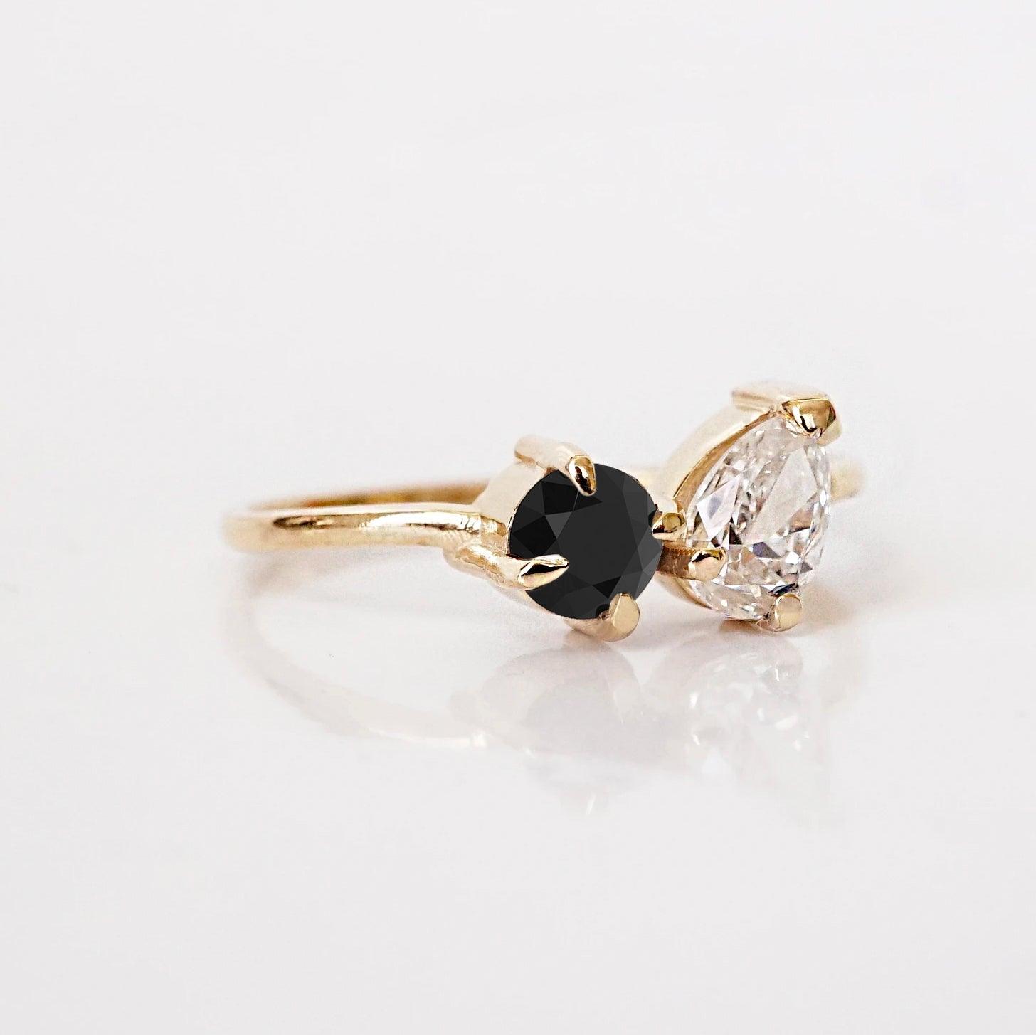 14K Toi et Moi Ring (Salt & pepper Diamond or Black Diamond)