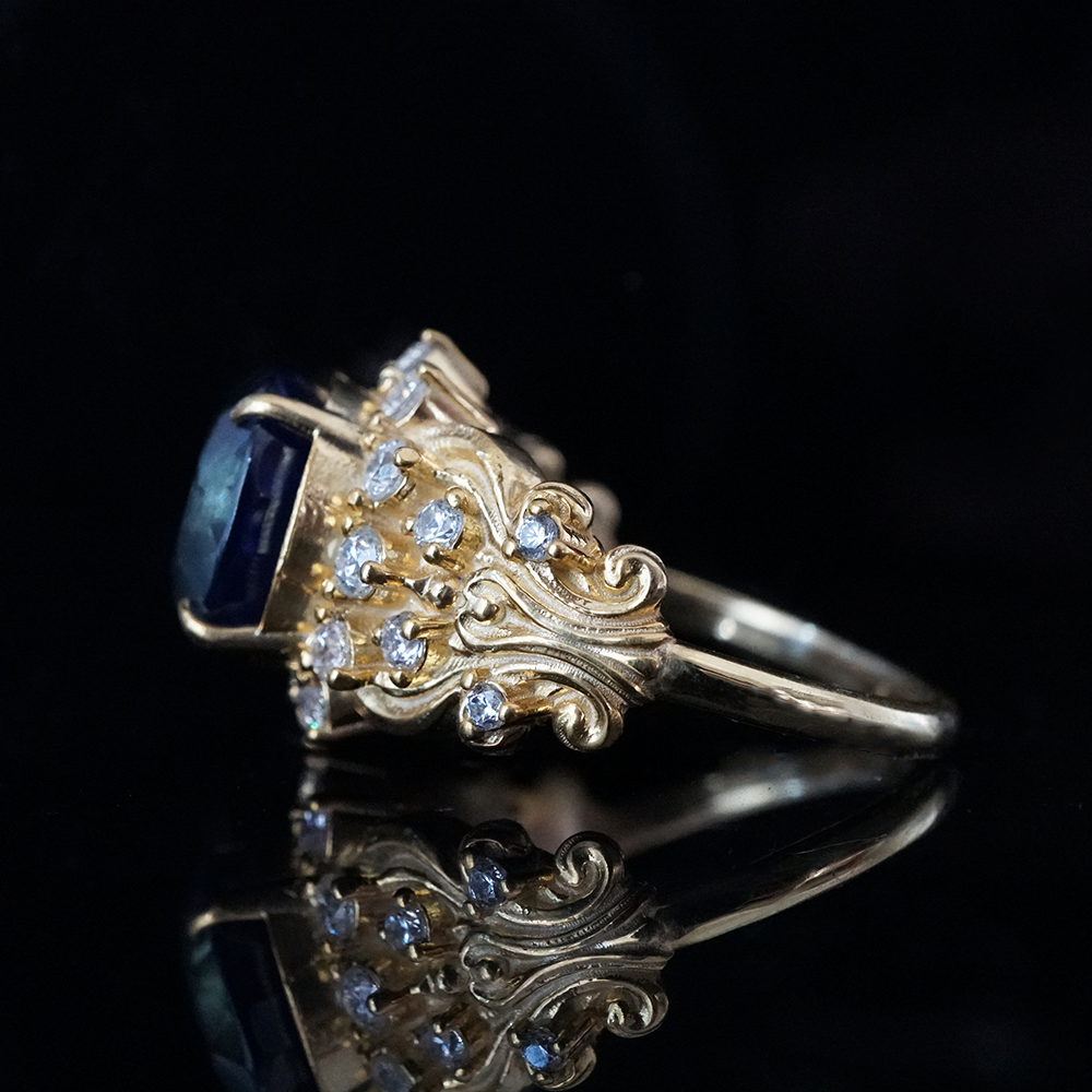 One Of A Kind: Ceylon Blue Sapphire Imperial Diamond Ring in 14K and 18K Gold