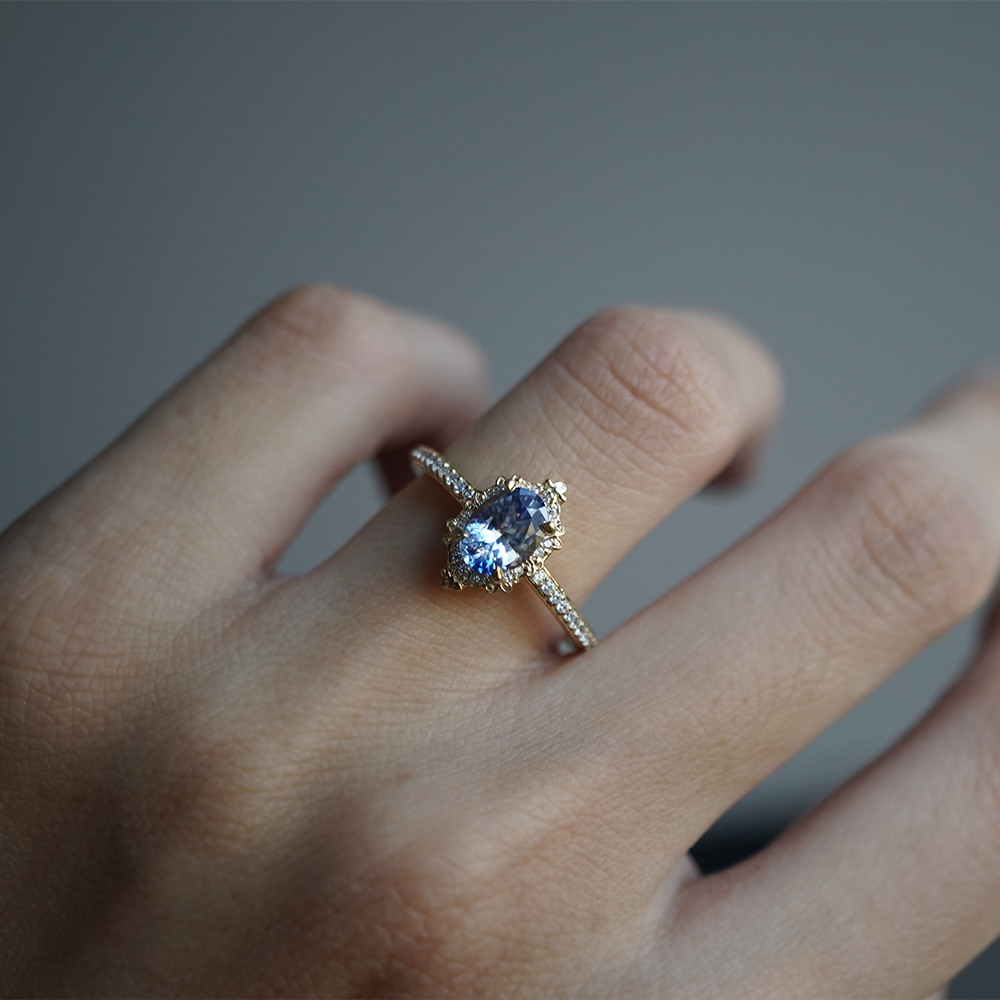 One Of A Kind: Bi-Color Blue Sapphire Skybound Diamond Ring in 14K and 18K Gold