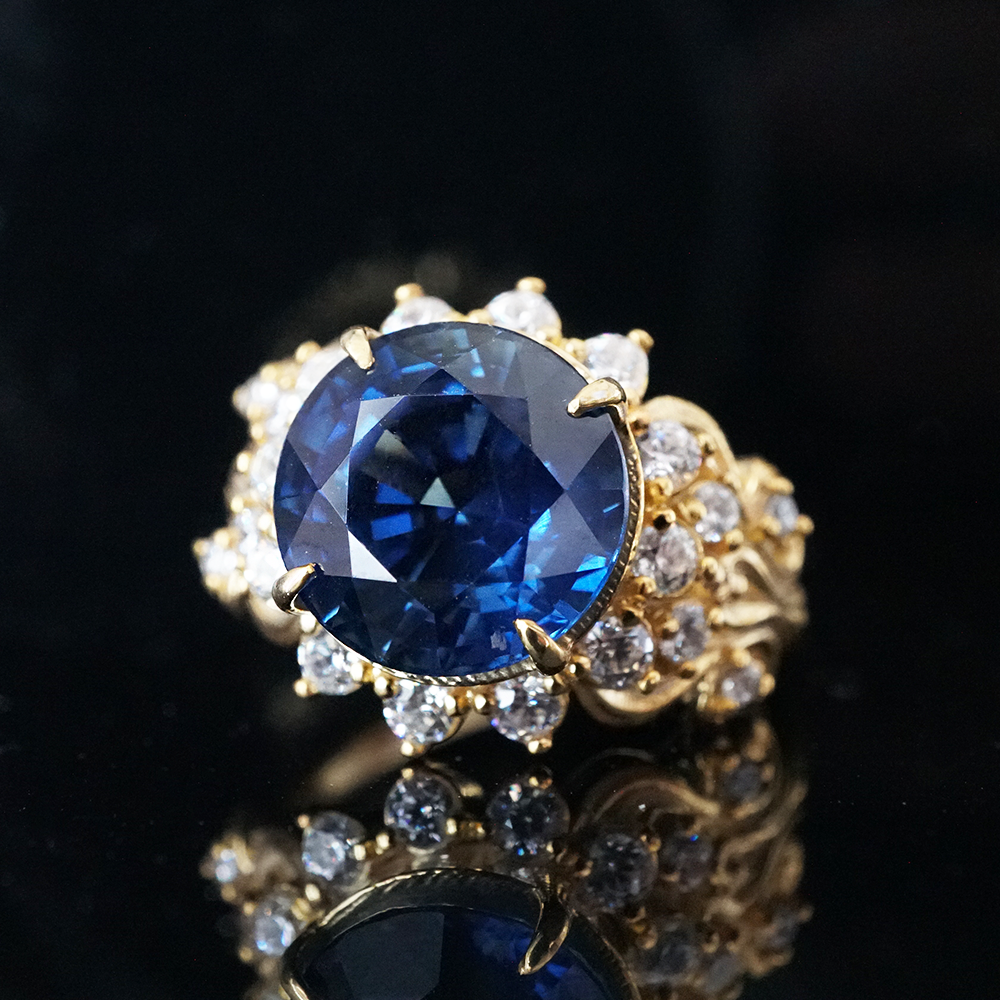 One Of A Kind: Ceylon Blue Sapphire Imperial Diamond Ring in 14K and 18K Gold