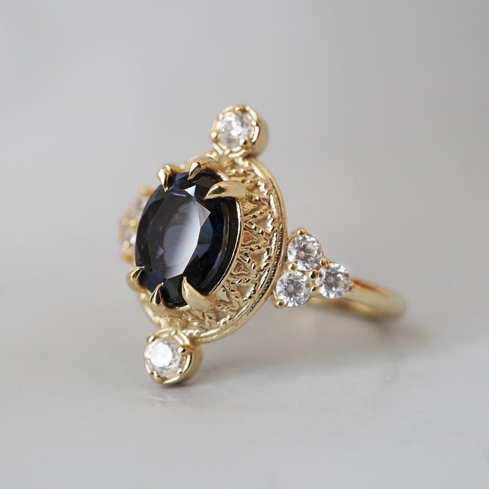 Blue Spinel Layali Diamond Ring in 14K and 18K Gold