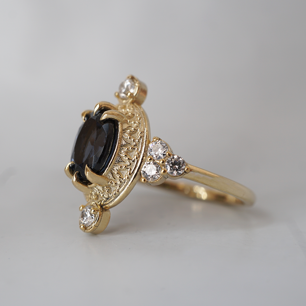 Blue Spinel Layali Diamond Ring in 14K and 18K Gold