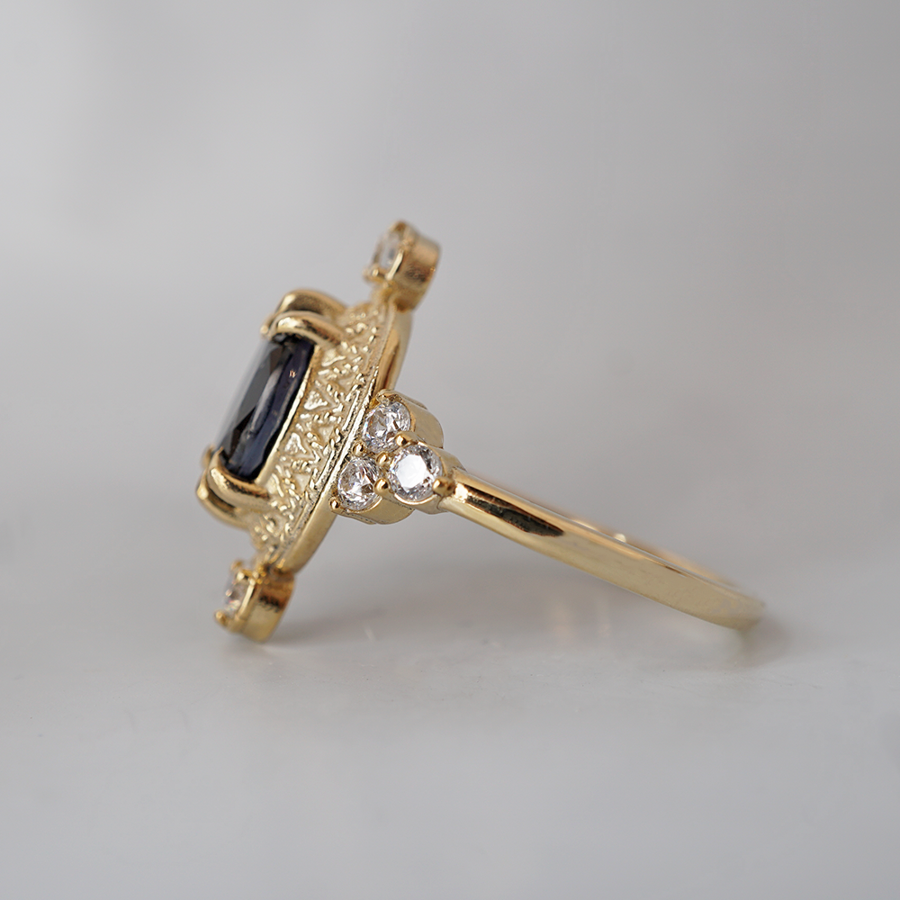 Blue Spinel Layali Diamond Ring in 14K and 18K Gold