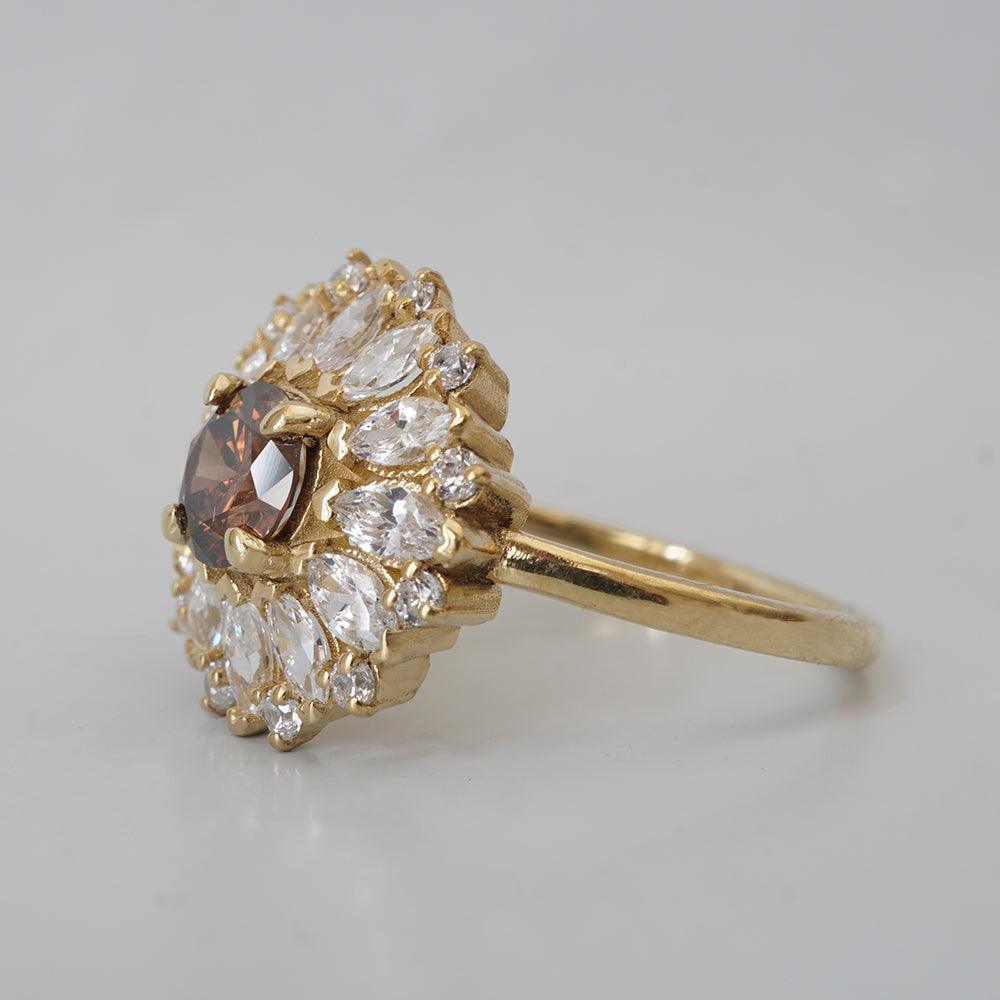 Limited Edition: Dandelion Champagne Diamond Ring in 14K and 18K Gold - Tippy Taste Jewelry