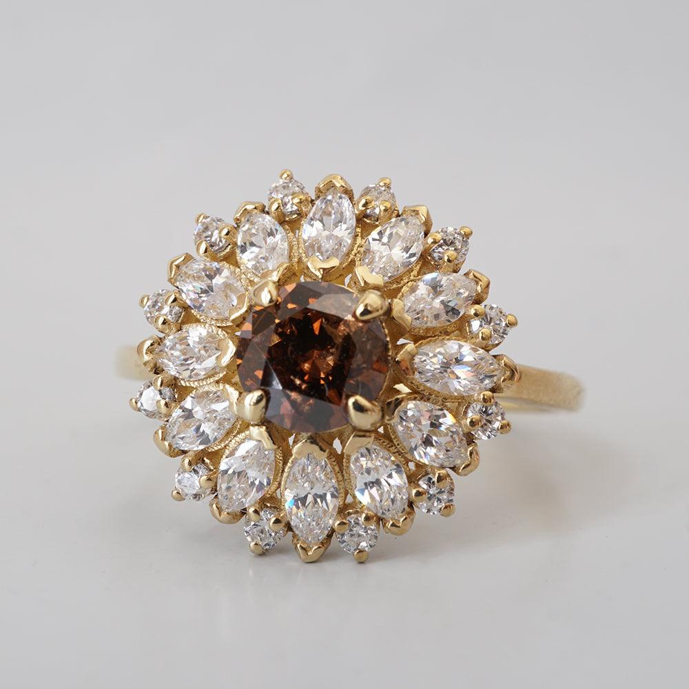 Limited Edition: Dandelion Champagne Diamond Ring in 14K and 18K Gold - Tippy Taste Jewelry