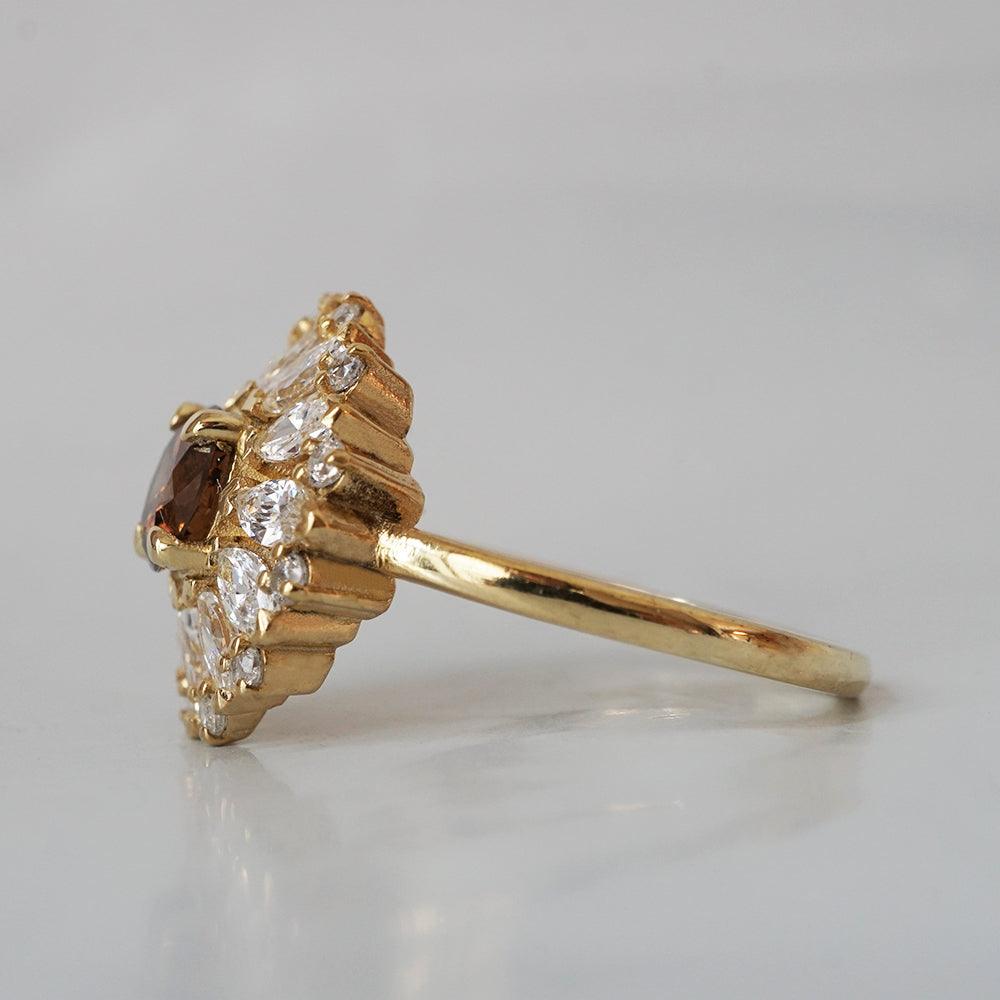 Limited Edition: Dandelion Champagne Diamond Ring in 14K and 18K Gold - Tippy Taste Jewelry