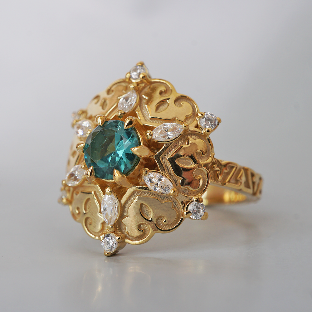 Sahar Blossom Tourmaline Diamond Ring in 14K and 18K Gold