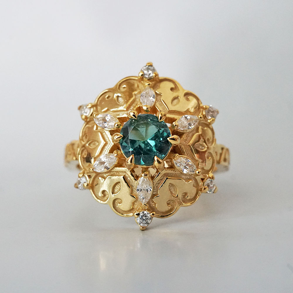 Sahar Blossom Tourmaline Diamond Ring in 14K and 18K Gold