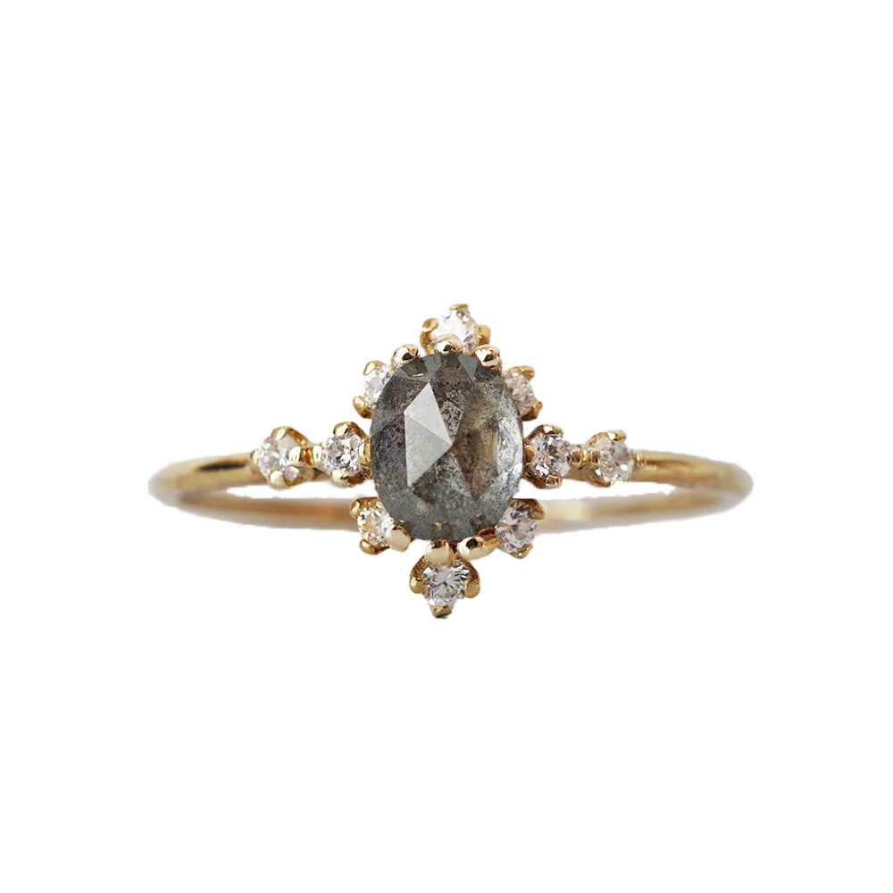 14K Darling Salt & Pepper Diamond Ring