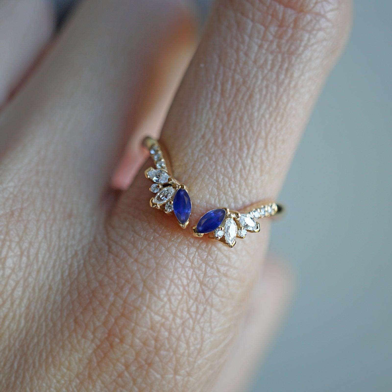 14K and 18K Sapphire Divine Wing Ring - Tippy Taste Jewelry