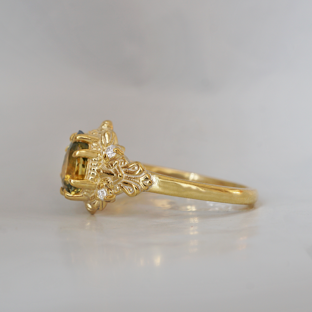 One Of A Kind: Bi-Color Pear Sapphire Dreamscape Diamond Ring in 14K and 18K Gold