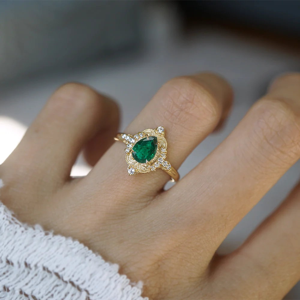 Emerald Dreamweaver Diamond Ring in 14K and 18K Gold