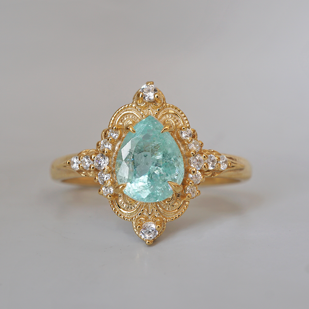 One Of A Kind: Paraiba Tourmaline Dreamweaver Diamond Ring in 14K and 18K Gold