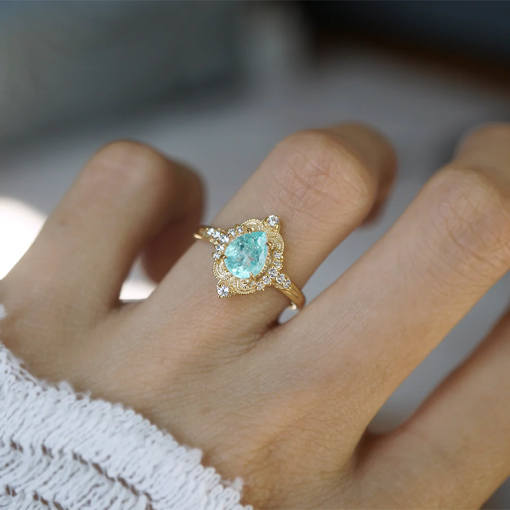 One Of A Kind: Paraiba Tourmaline Dreamweaver Diamond Ring in 14K and 18K Gold