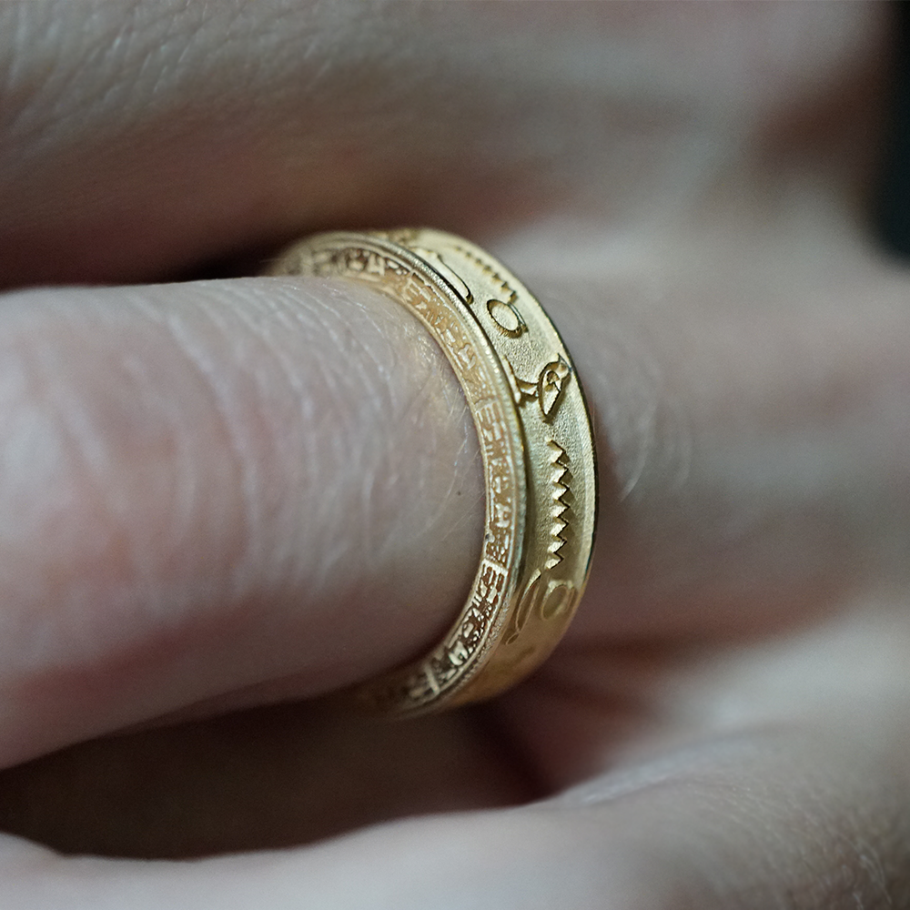 Hieroglyphics Ring in Sterling Silver, 14K and 18K Gold, 5mm